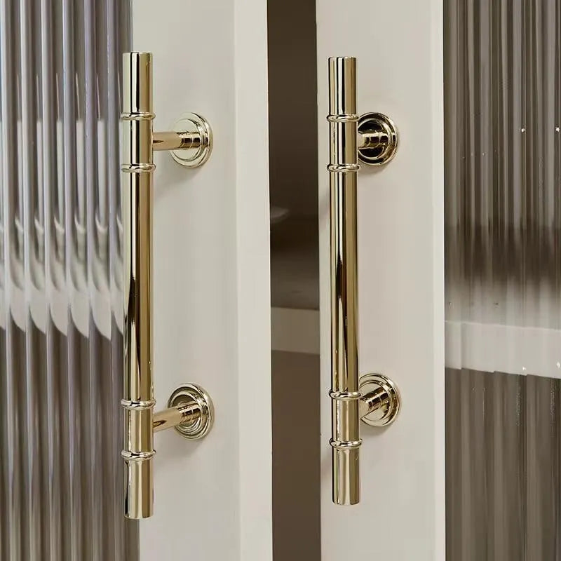 3.75" 5" Polished Gold Brass Cabinet Bar Handle, T Shaped Drawer Knob, Scandi Vanity Pull