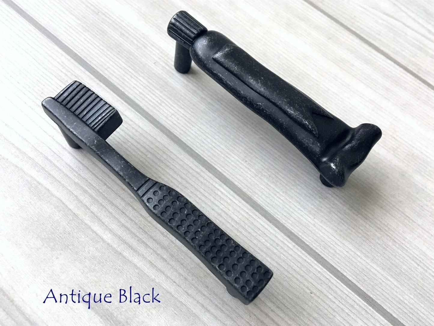 3" Toothbrush Toothpaste Bathroom Cabinet Handles, Antique Black Brass Pewter 76 mm