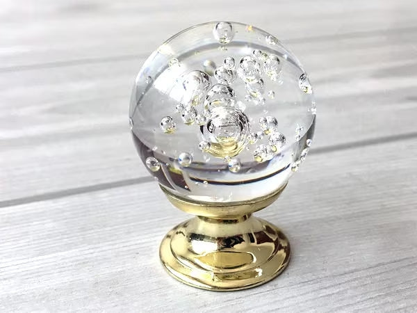 Bubble Glass Knobs, Gold, Silver, Drawer Pulls, Kitchen Cabinet Hardware