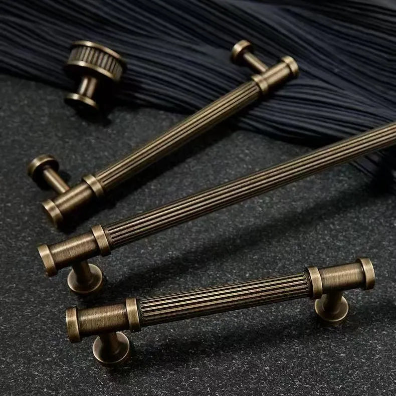 Reeded Antique Bronze Brass Cabinet Bar Pulls for Retro Decor | Lynns Hardware