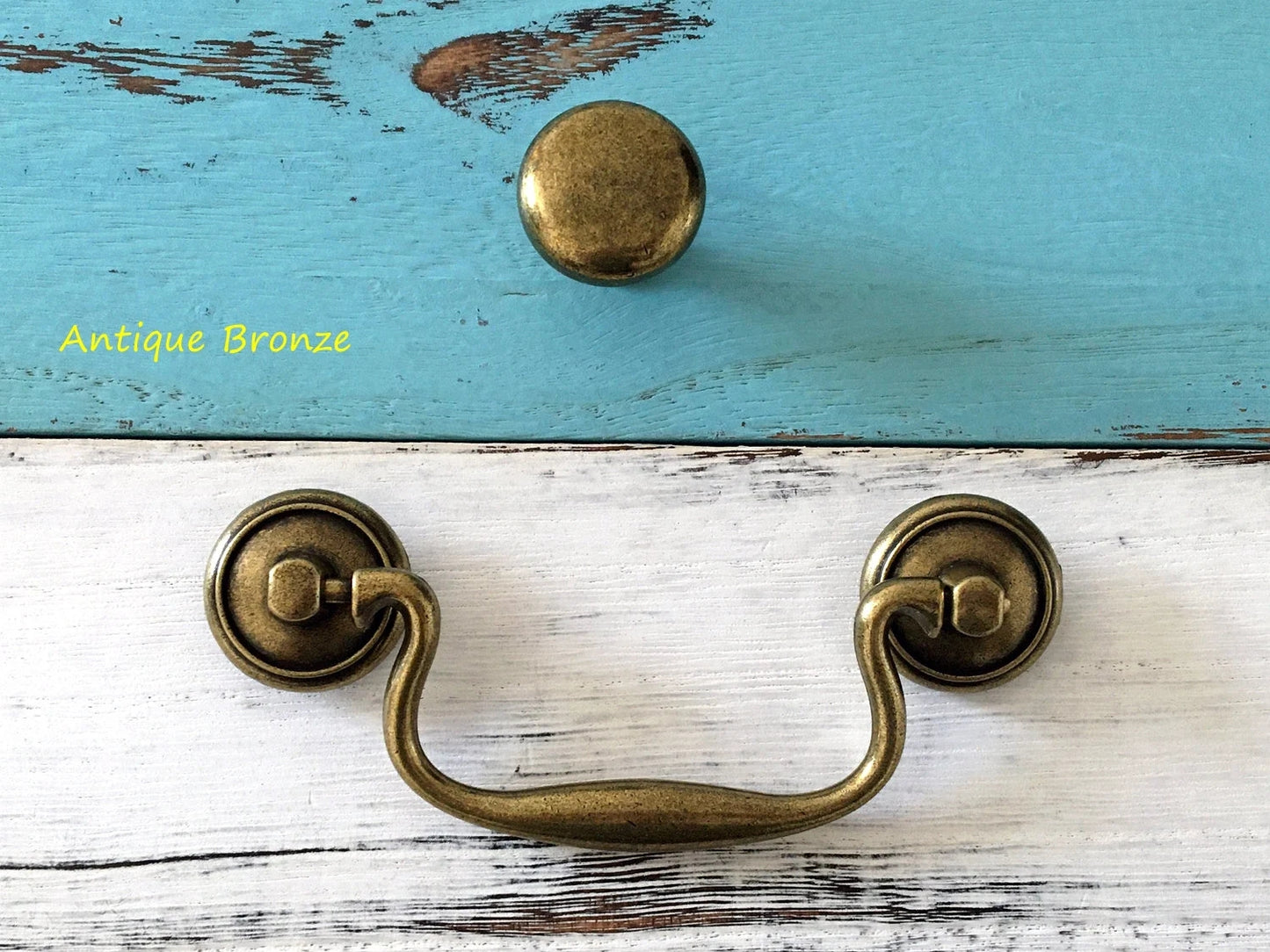 3.75" Drop Handle Bail Drawer Pulls, Vintage Style, Antique Bronze