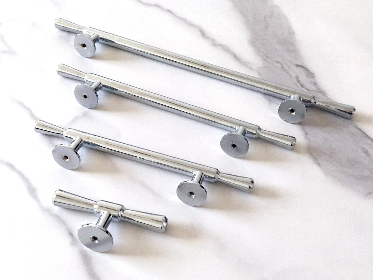 Polished Chrome Cabinet Handles, Drawer Bar Pulls, Contemporary Kitchen Hardware