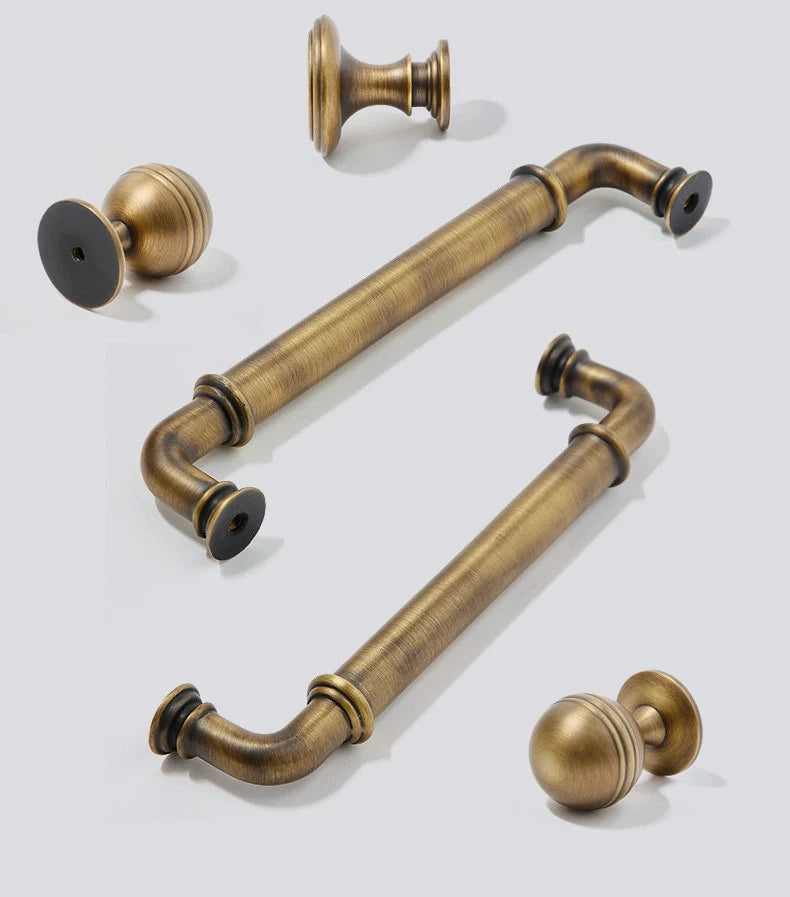 3.75" 5" Solid Brass Cabinet Handles in Antique Bronze, Retro Kitchen Hardware