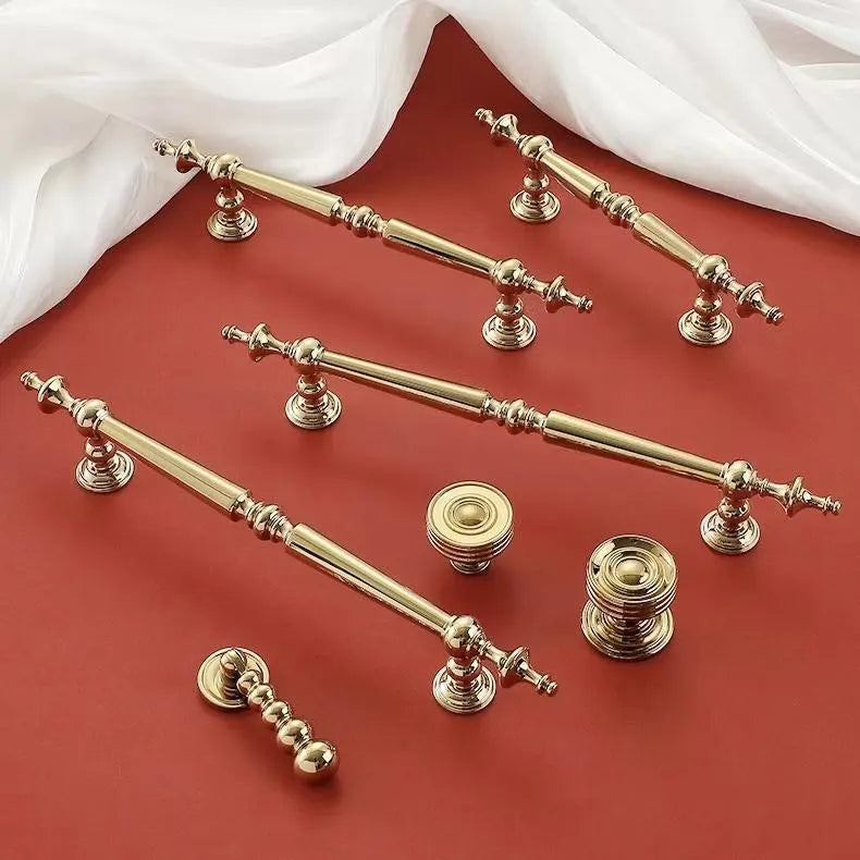 Polished Brass Cabinet Bar Pulls European Style Luxury Shiny Gold