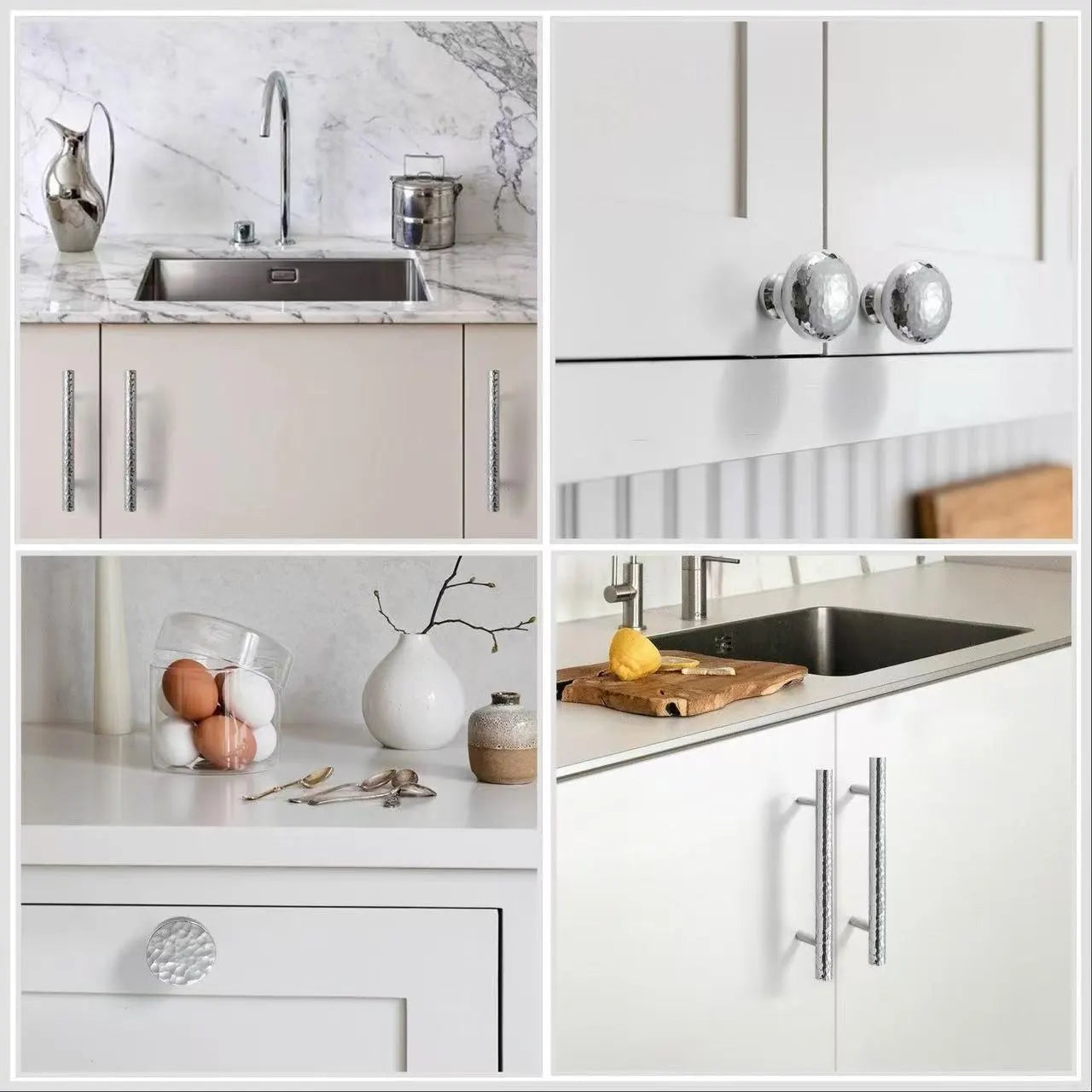Hammered Brass Drawer Pulls, T Bar Cabinet Door Handles, Ball Knobs, Polished Chrome