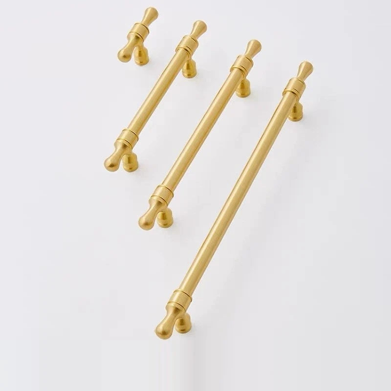 Cabinet Bar Pulls, Solid Brass, Brushed Gold, Modern Mid Century Kitchen Hardware