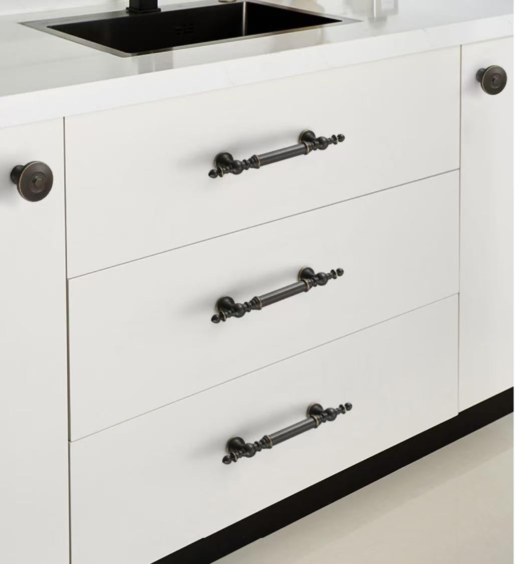 Brass Cabinet Handles, Coffee Bronze, European Style Retro Kitchen Hardware