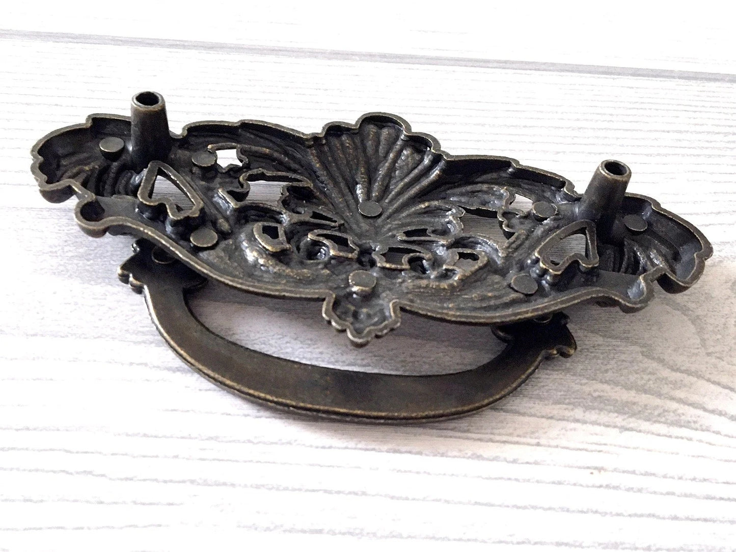 3" Drop Bail Pull Handle Drawer Pulls with backplate, Vintage Style, Antique Bronze, 76 mm Centers