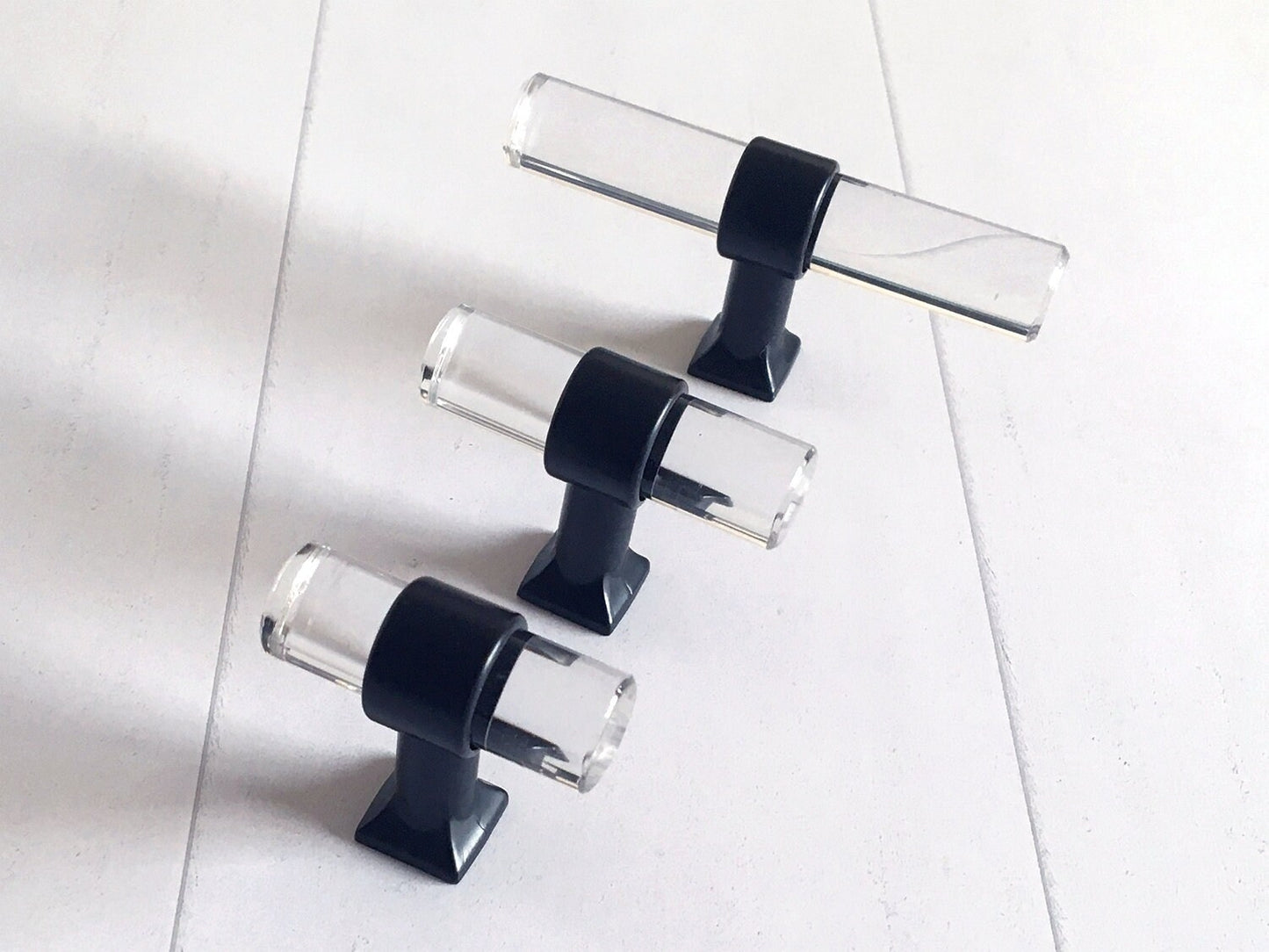 Drawer Pulls Lucite Cabinet Handles Acrylic Matte Black | Lynns Hardware | 2" 2.5" 3.25" Centers