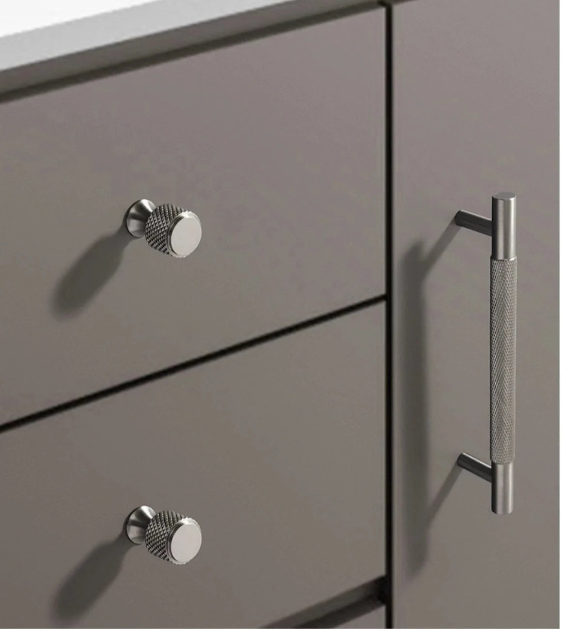 Knurled Cabinet Bar Pulls Solid Brass, Brushed Nickel, Modern Kitchen Hardware