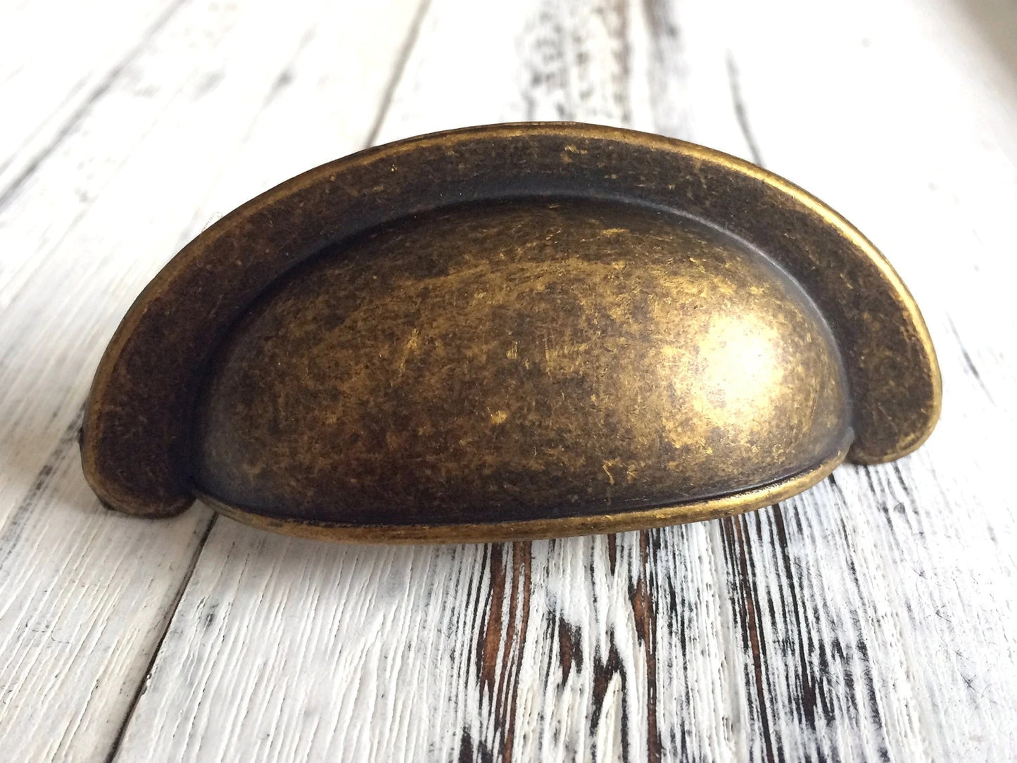 2.75" Cup Drawer Pull & Cabinet Knob in Antique Brass, 2-3/4 Inch 70 mm Centers