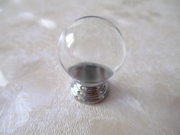 Glass Drawer Knobs, 4 sizes, Clear and Chrome, Modern Cabinet Pulls