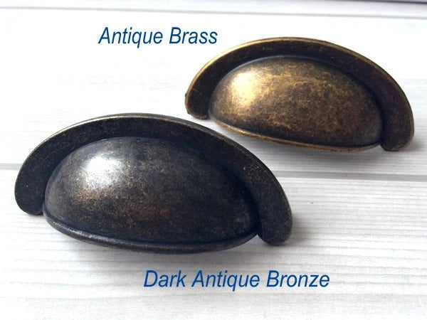 2.75" Cup Drawer Pull Vintage Style, Antique Bronze, Black, Nickel
