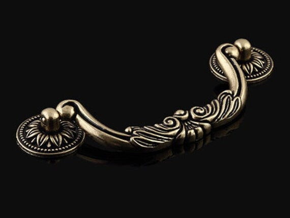 Vintage Style Dresser Drawer Pulls, Antique Bronze, Georgian Cabinet Hardware