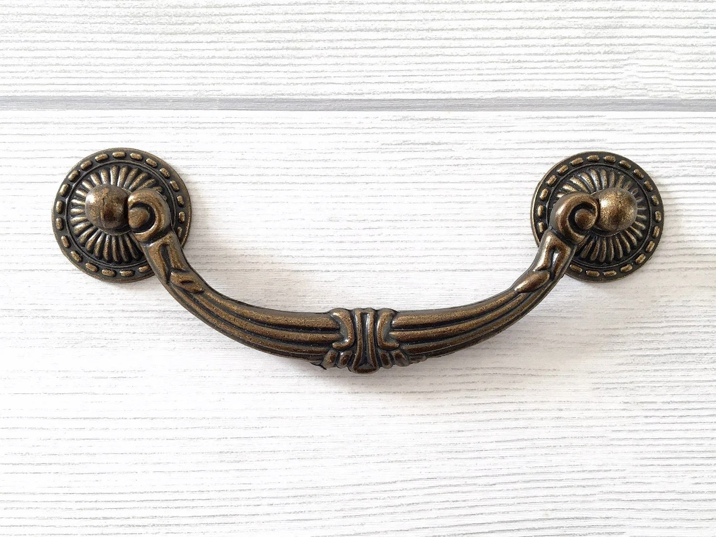 4.5" Vintage Style Antique Gold Brass Bail Drawer Pull | Kitchen Cabinet Knob