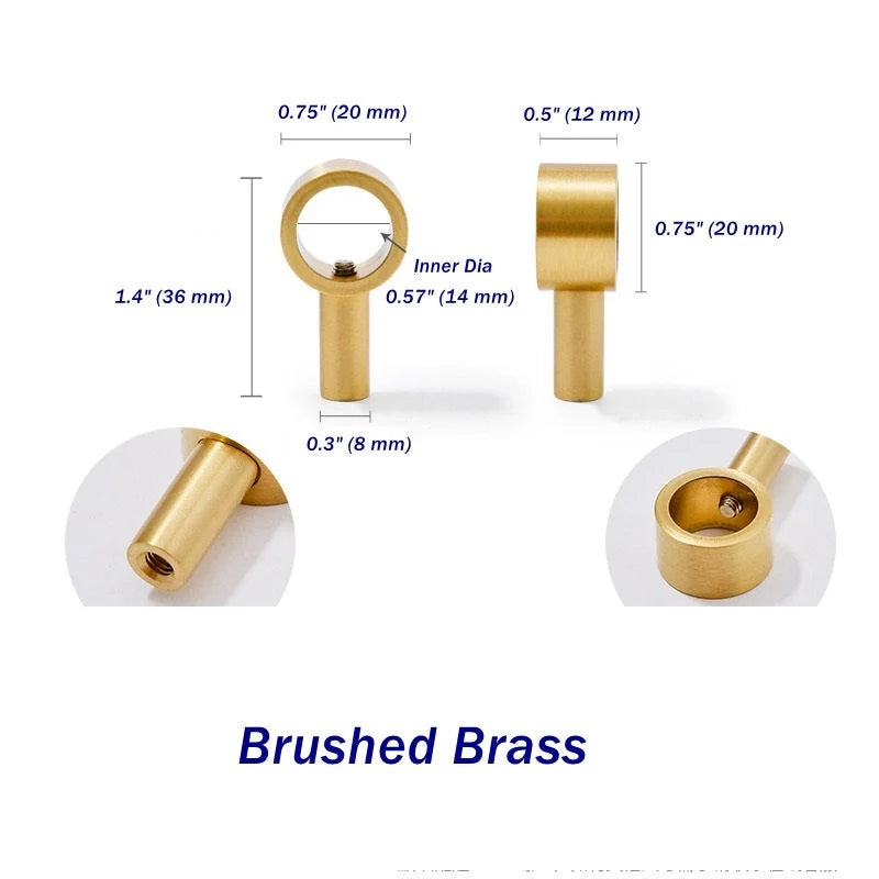 Brass Post Bracket for Lucite Handles and Wood Pulls, Brushed Gold, Polished Chrome