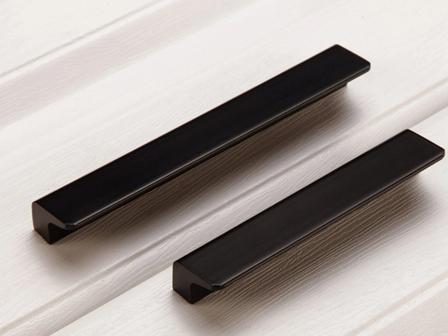 Gold Brass Cabinet Pull Handles, Black, Mid Century Modern, Kitchen Hardware