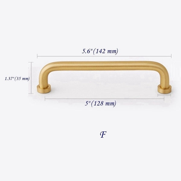 5 inch brushed brass cabinet pulls 128 mm