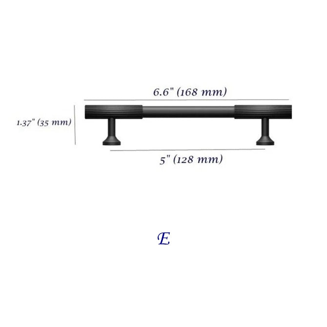 5 Inch Kitchen Cabinet Hardware Black Knurled 128 mm