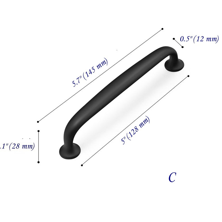 5 Inch Matte Black Cabinet Hardware 128 mm Kitchen Handles