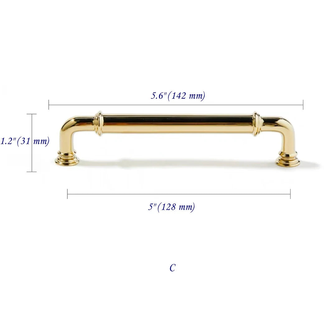 3.75 Inch Polished Gold Drawer Pulls Solid Brass Cabinet Handles 96 mm Lynns Hardware