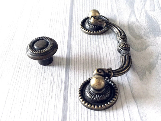 3 Inch Antique Bronze Drawer Pulls Rustic Drop Handles