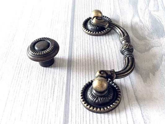 3 Inch Vintage Antique Bronze Swing Bail Drawer Pull