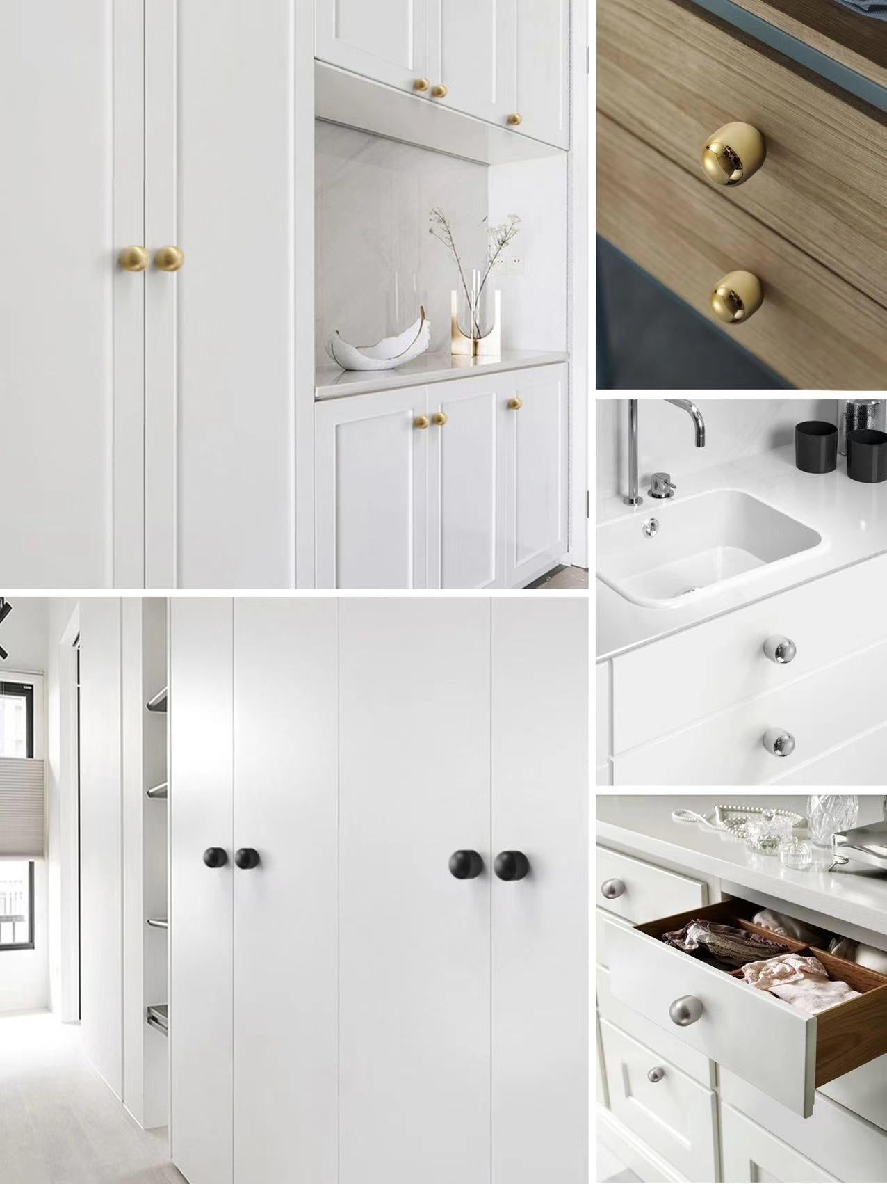 Brass Cylinder Cabinet Knob, Gold Chrome Nickel Black Bronze