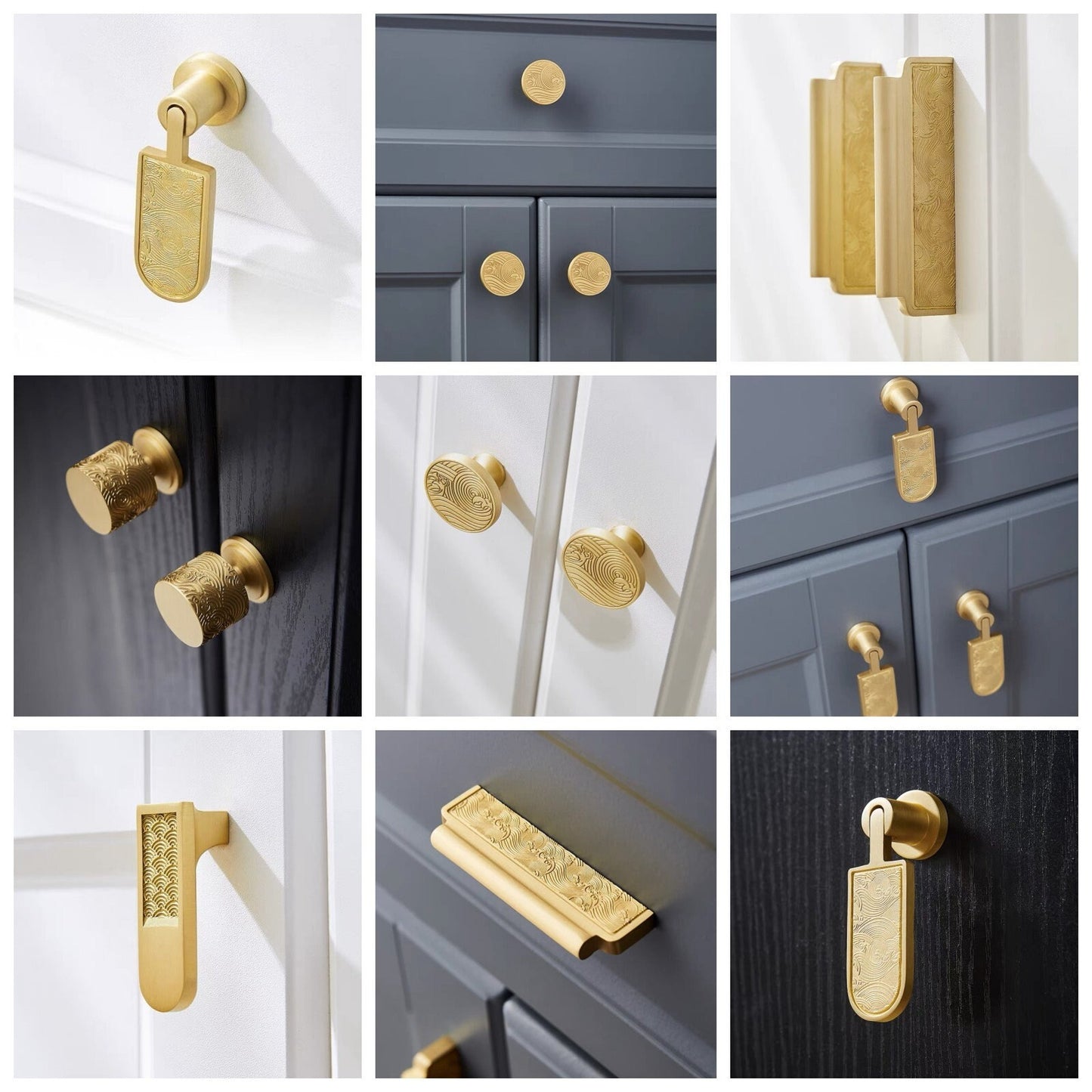 Solid Brass Cabinet Knobs, Classic Cylinder, Oriental Kitchen Hardware