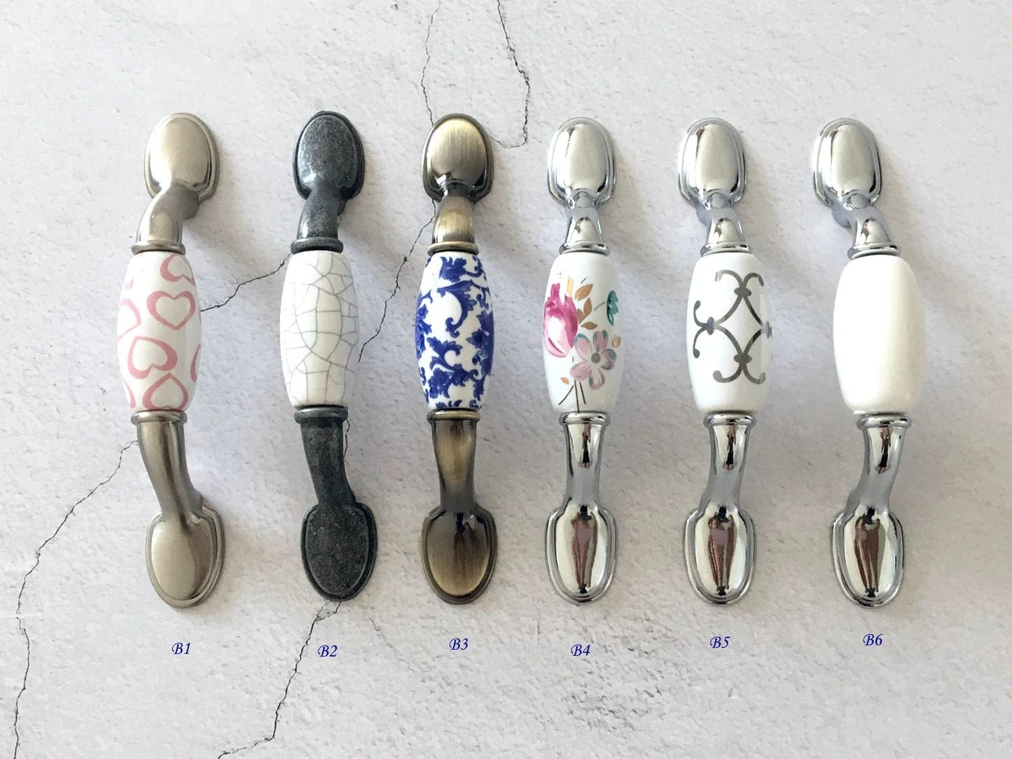 3" Centers Drawer Pulls, Cabinet Handle Hardware, 76 mm Holes, Ceramic