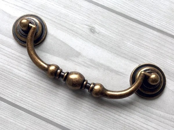 4.25" Drawer Pull Bail Drop Handles Antique Brass - 4 1/4" Center-to-Center