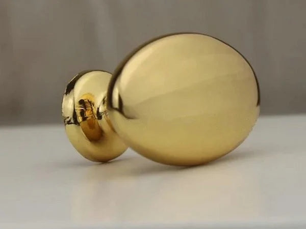 Oval Drawer Knob, Polished Gold Nickel Chrome Bronze, 1.3" Long