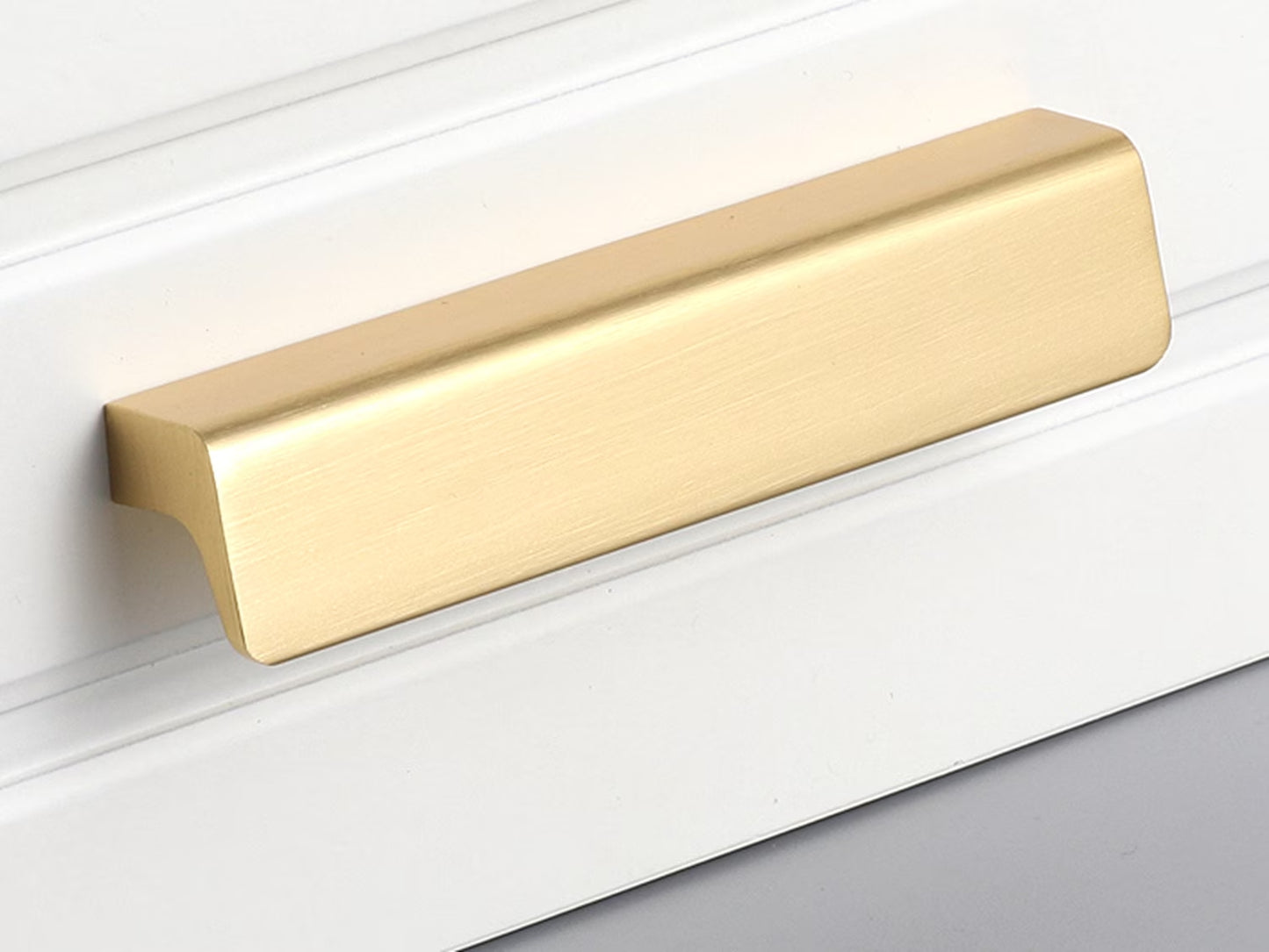 Brushed Gold Brass Cabinet Pull Handles, Alumimum, Mid Century Modern Kitchen Hardware