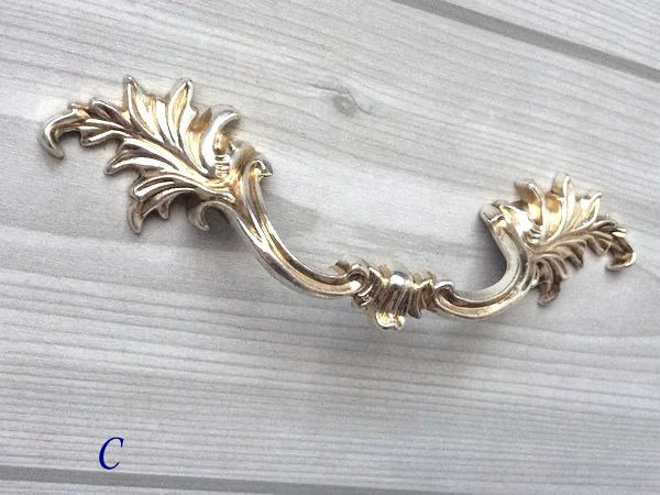 3" 3.75" Centers Antique Silver Leafy Drawer Pulls, Vintage Shabby Chic Cabinet Hardware