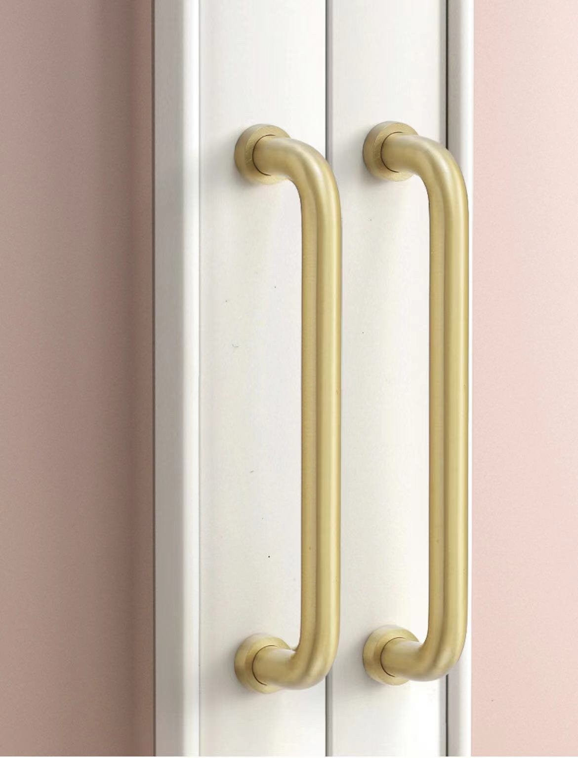 Brushed Brass D Cabinet Pulls, Cup Handles, Kitchen Hardware