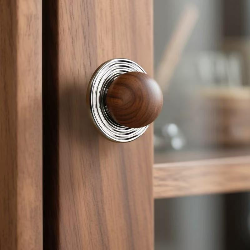 Walnut Brass Saturn Cabinet Knobs, Japandi Kitchen Hardware, Polished Chrome, Antique Bronze