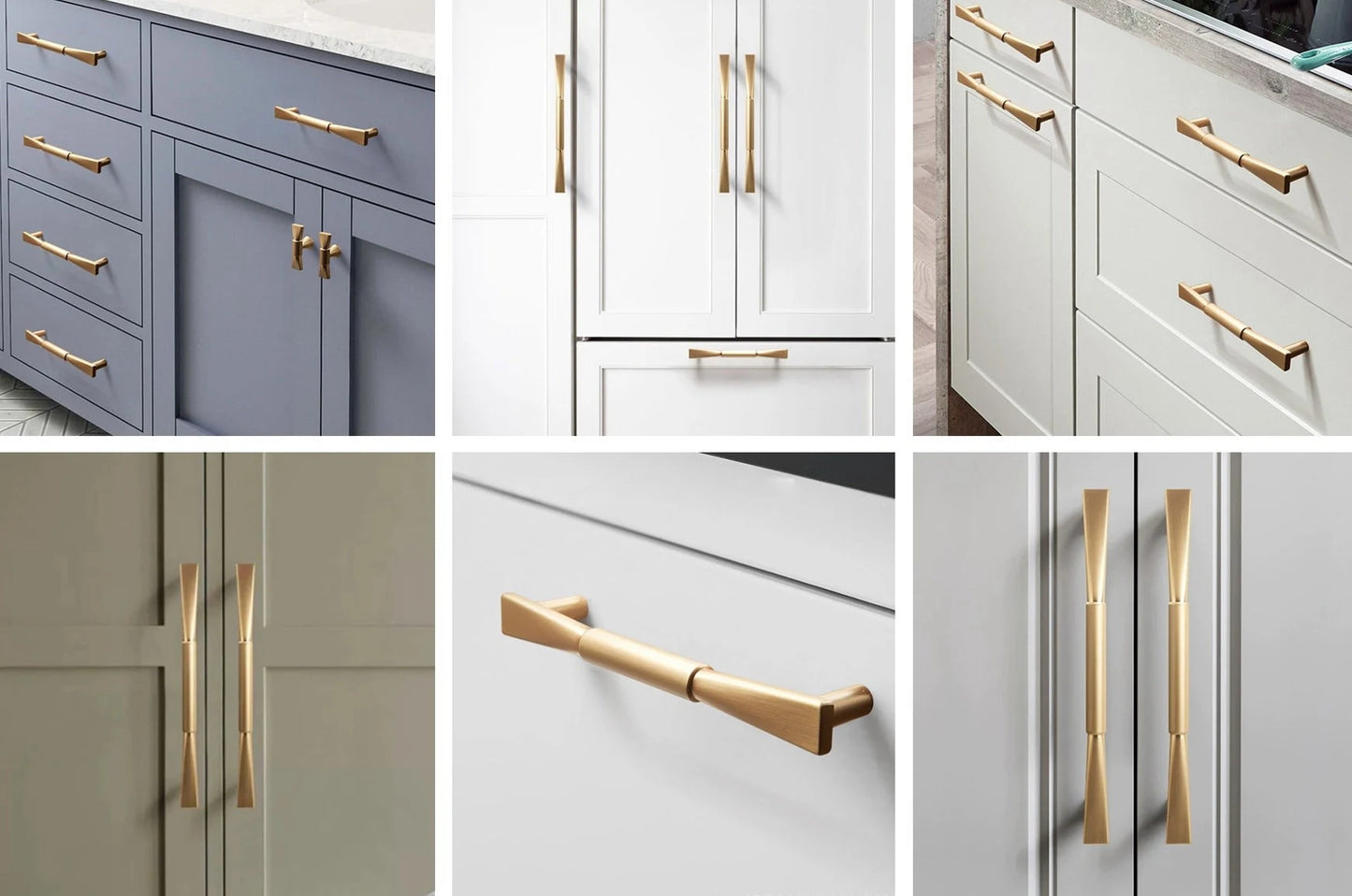 3.75" 5" 7.5" Brushed Gold Cabinet Pulls, Mid Century Modern Kitchen Hardware