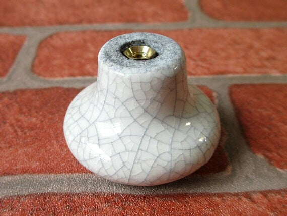 Crackle Ceramic Cabinet Knobs, Drawer Pulls, 1.25" and 1.5" Diameter