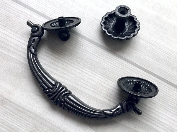 4.5" Vintage Style Antique Black Bail Drawer Pull | Kitchen Cabinet Knob