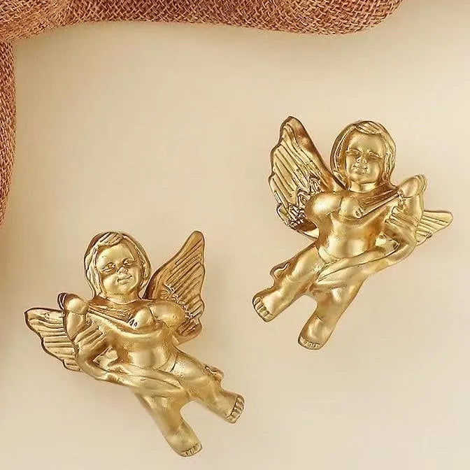 Angel Cupid Design Cabinet Knobs, Solid Brass, Gold, Silver and Bronze