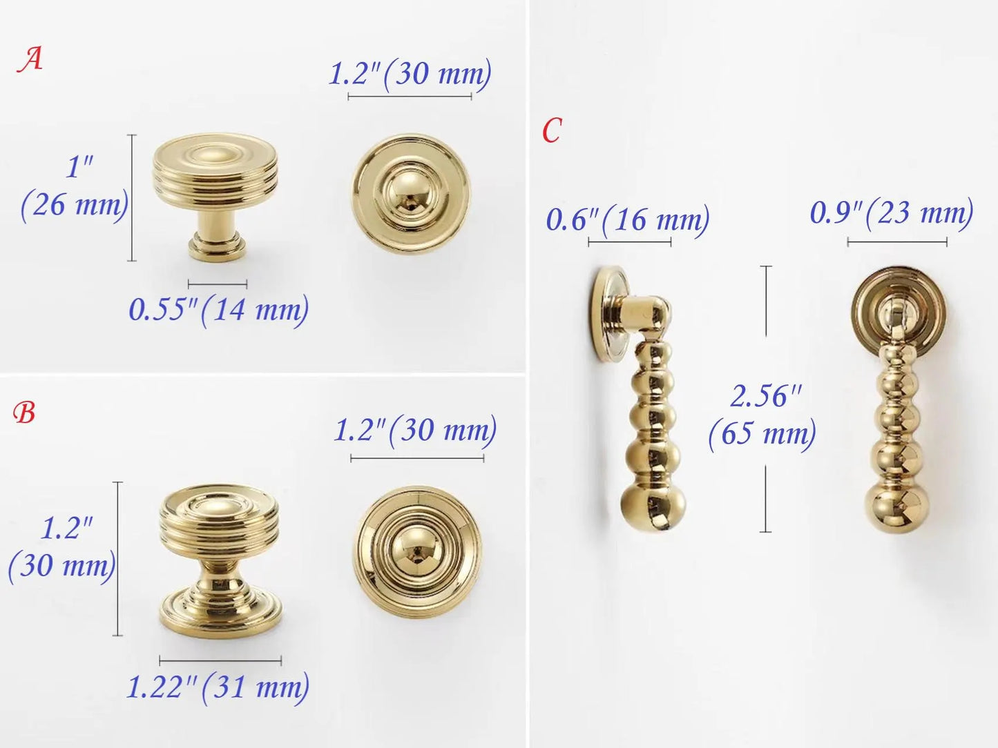 Polished Brass Cabinet Bar Pulls European Style Luxury Shiny Gold