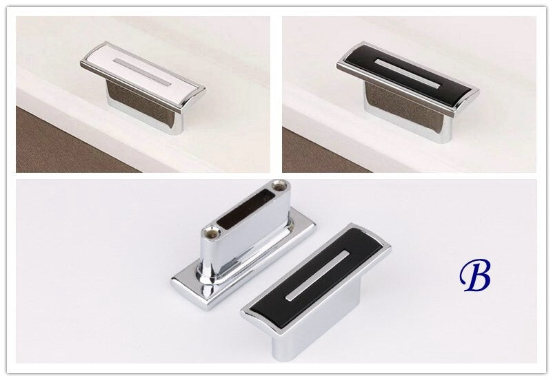 Modern Cabinet Bar Pulls, Square Drawer Handles, Polished Chrome, White, Black