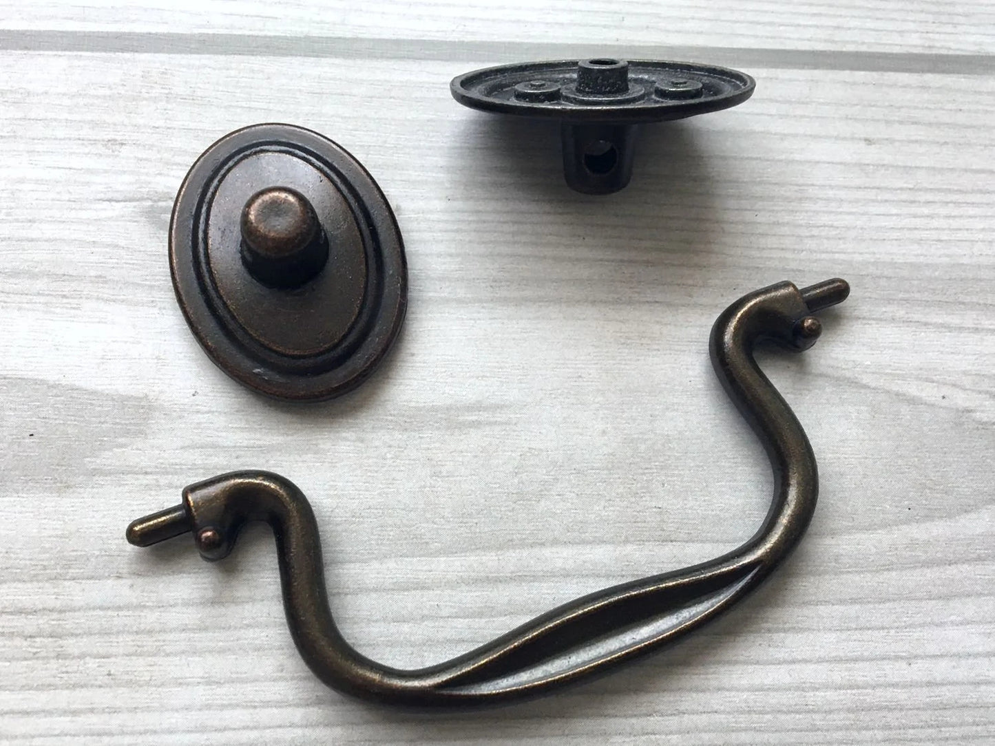3.5" 4" Bail Drawer Pulls, Drop Handles, Dark Antique Brass, Vintage Style