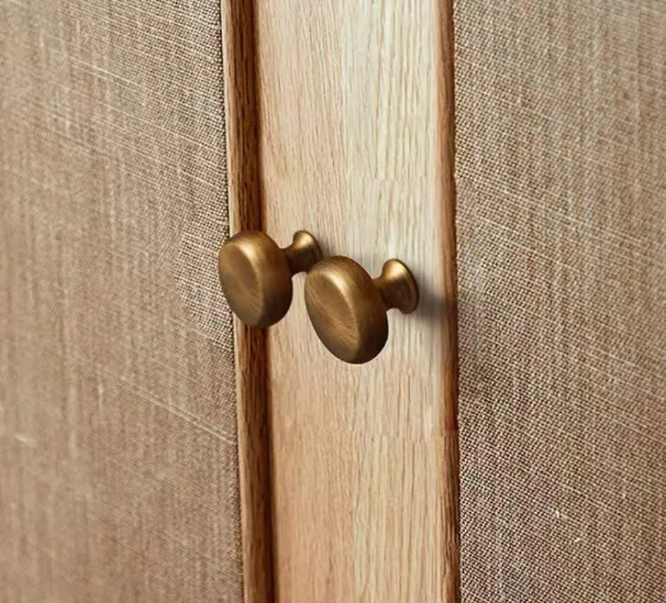 Solid Brass Round Cabinet Knob with Backplate Brushed Gold Nickel Silver Antique Bronze