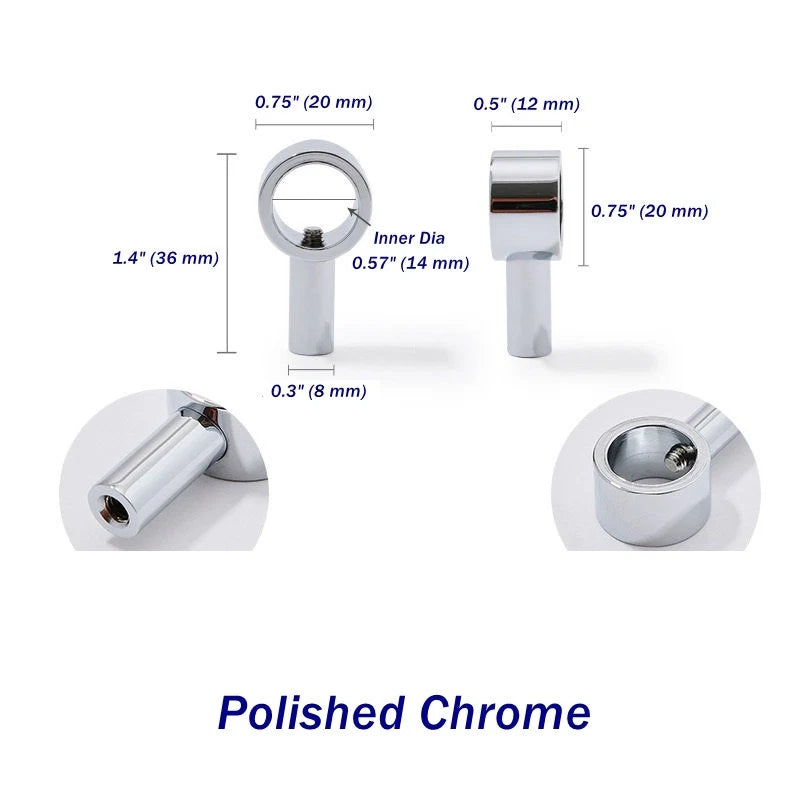 Brass Post Bracket for Lucite Handles and Wood Pulls, Brushed Gold, Polished Chrome