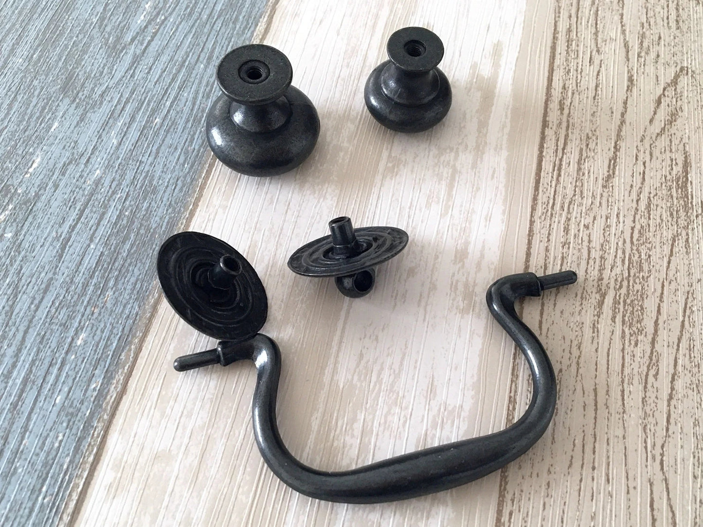 3.5" Drawer Pulls Drop Handles Antique Black Vintage Style Hardware