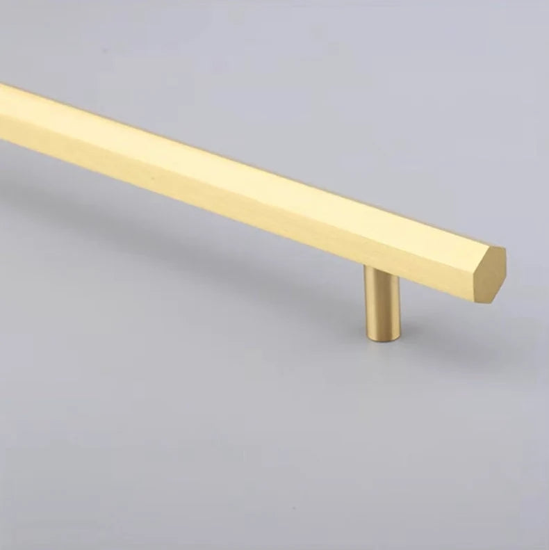 Solid Brass Hexagonal Cabinet Bar Handles, Geometric Kitchen Hardware