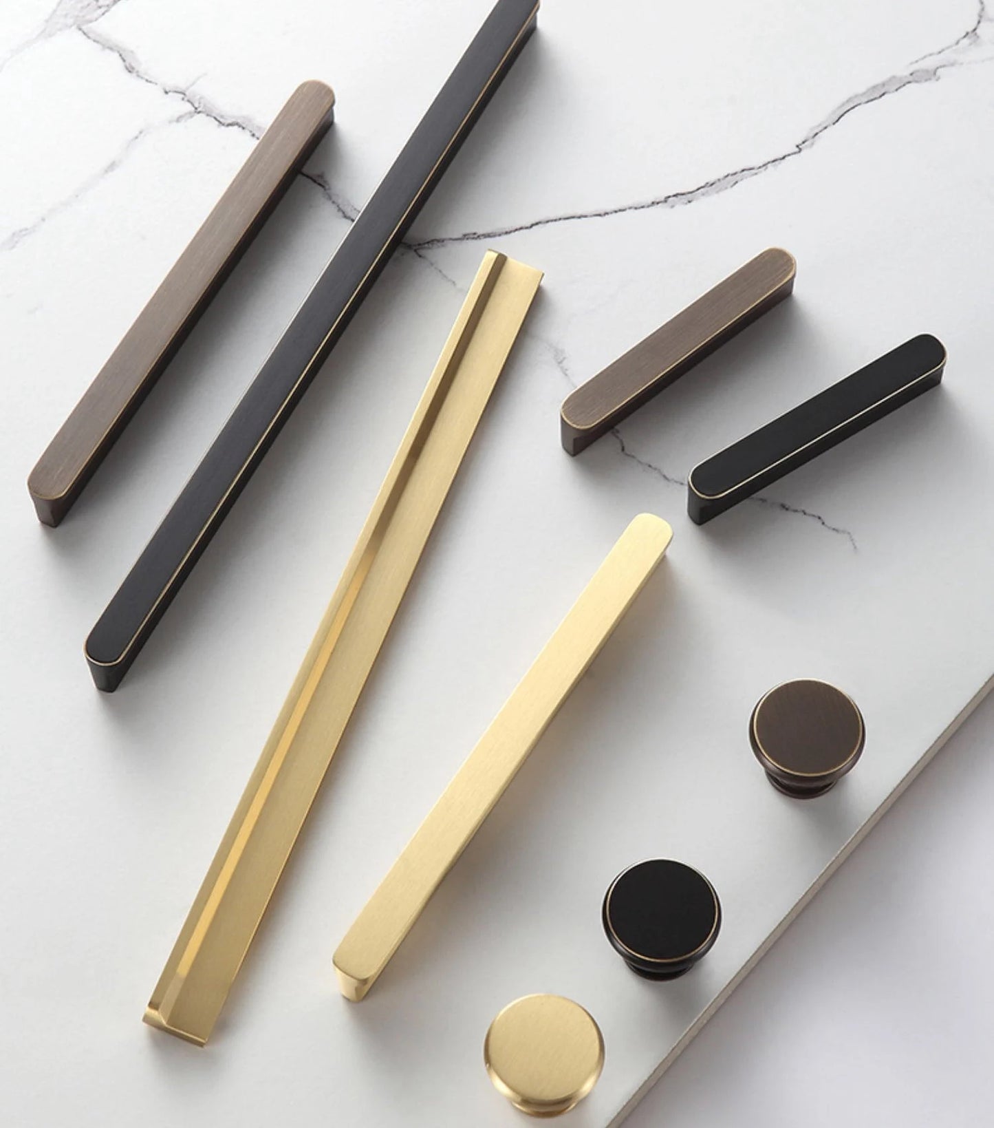Solid Brass Cabinet Pulls, Simple Minimalism, Brushed Gold Brass, Matte Black, Coffee Bronze