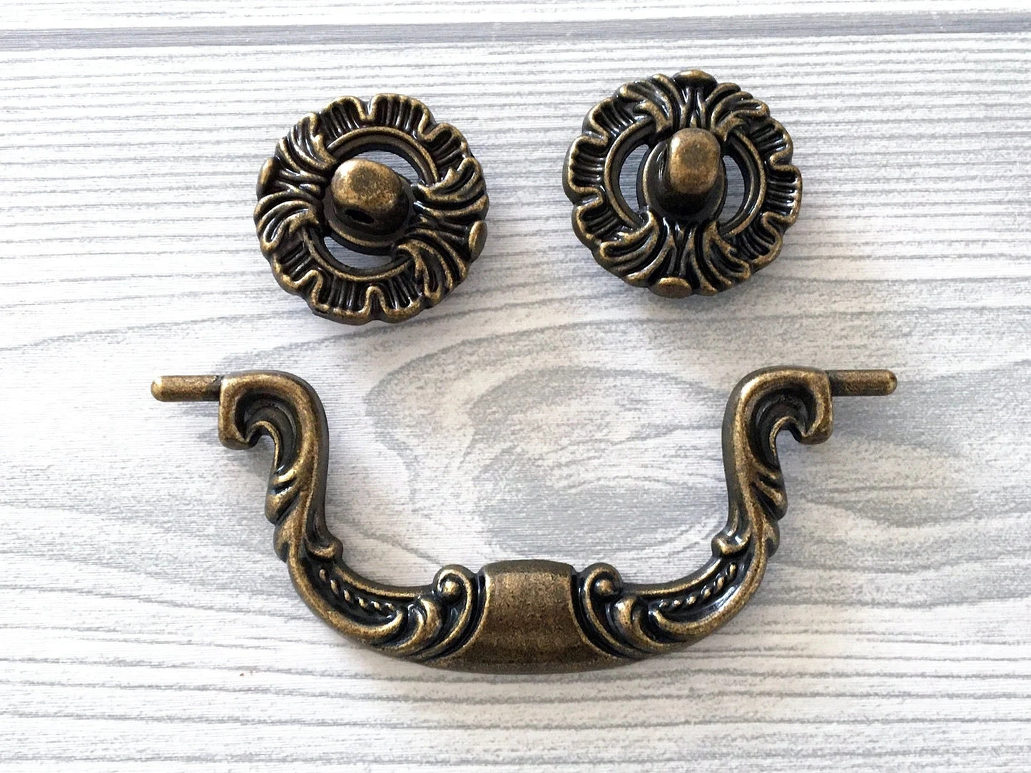 3.5" Antique Bronze Drawer Pull Rustic Drop Handle Hardware Vintage Style