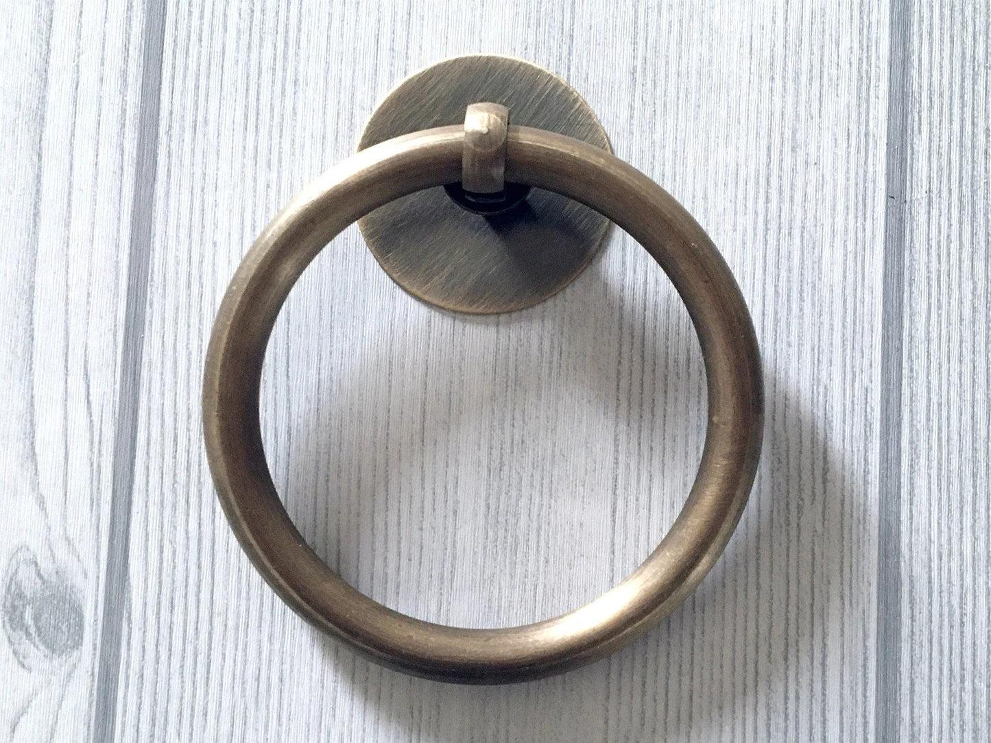 Dia 3.1" 80 mm Large Brass Drop Ring Drawer Pull Vintage Style, Unlaquered, Bronze Gold